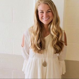 Cold shoulder cream dress